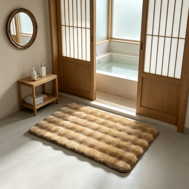 Tapis de salle de bain matelassé effet fourrure, 3 tailles