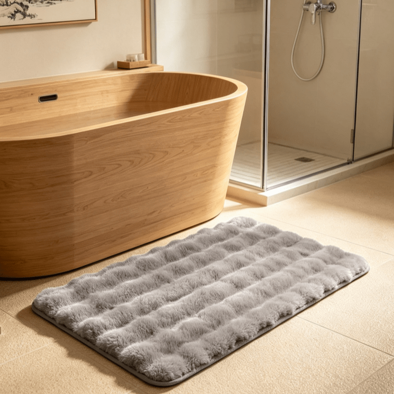 Tapis de salle de bain matelassé effet fourrure, 3 tailles