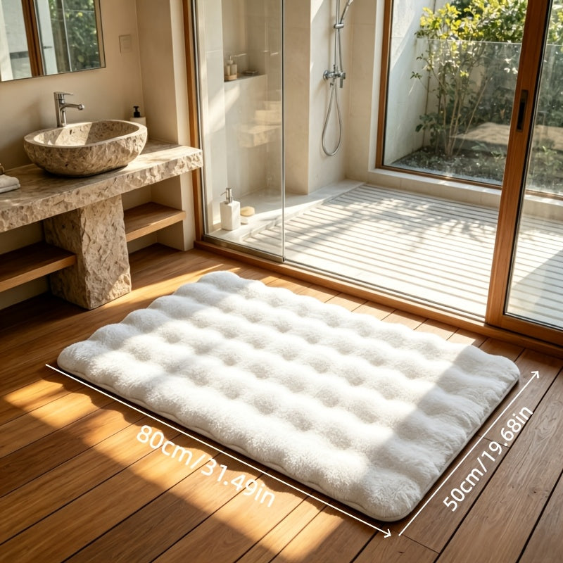 (White 5-Piece Set) Cloud Bubble Bathroom Mat ×1 + Sponge Scrubber ×1 + Cleaning Cloth ×3 / Taille Moyenne