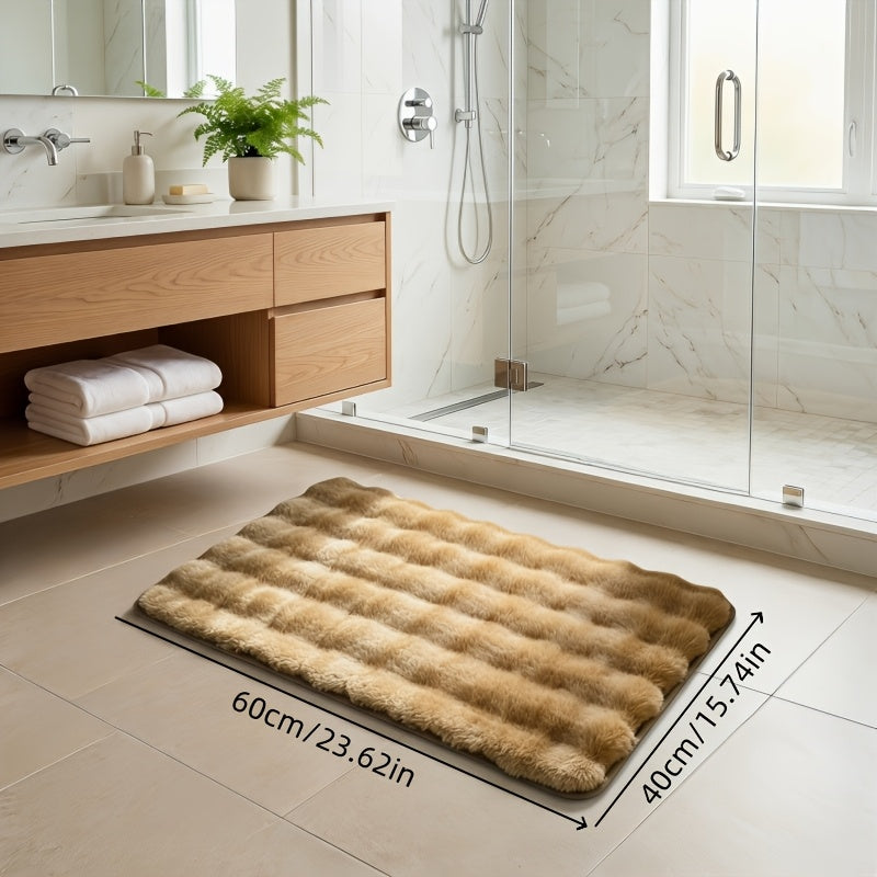 (Brown 5-Piece Set) Cloud Bubble Bathroom Mat ×1 + Sponge Scrubber ×1 + Cleaning Cloth ×3 / Petite Taille