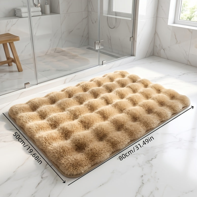 (Brown 5-Piece Set) Cloud Bubble Bathroom Mat ×1 + Sponge Scrubber ×1 + Cleaning Cloth ×3 / Taille Moyenne
