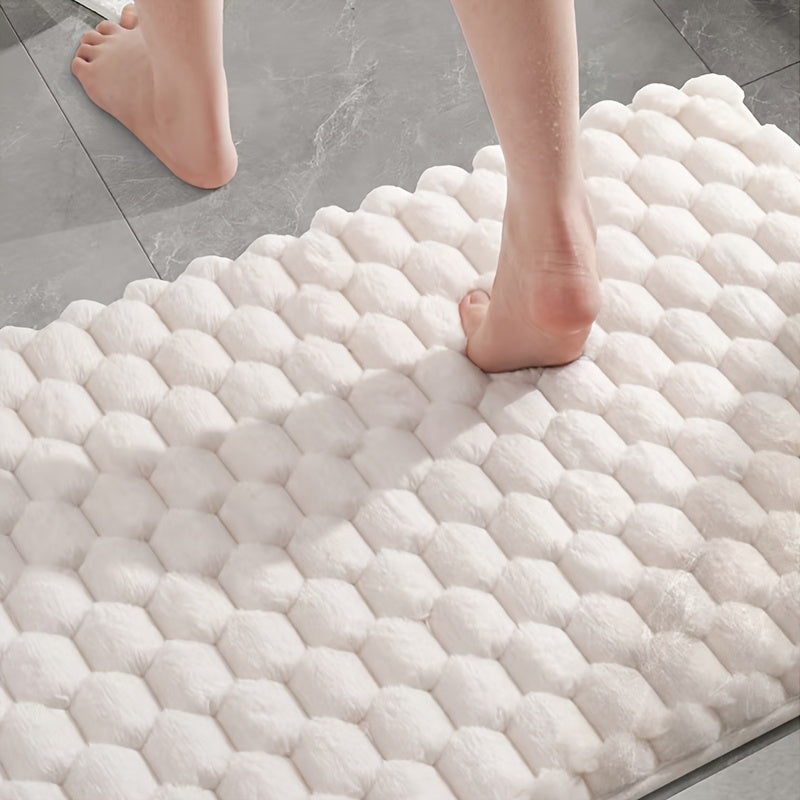 Tapis de salle de bain matelassé en nid d'abeille