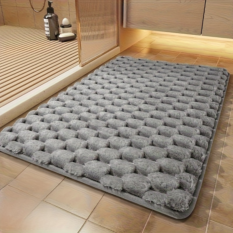 Tapis de salle de bain matelassé à pois, dos PVC antidérapant