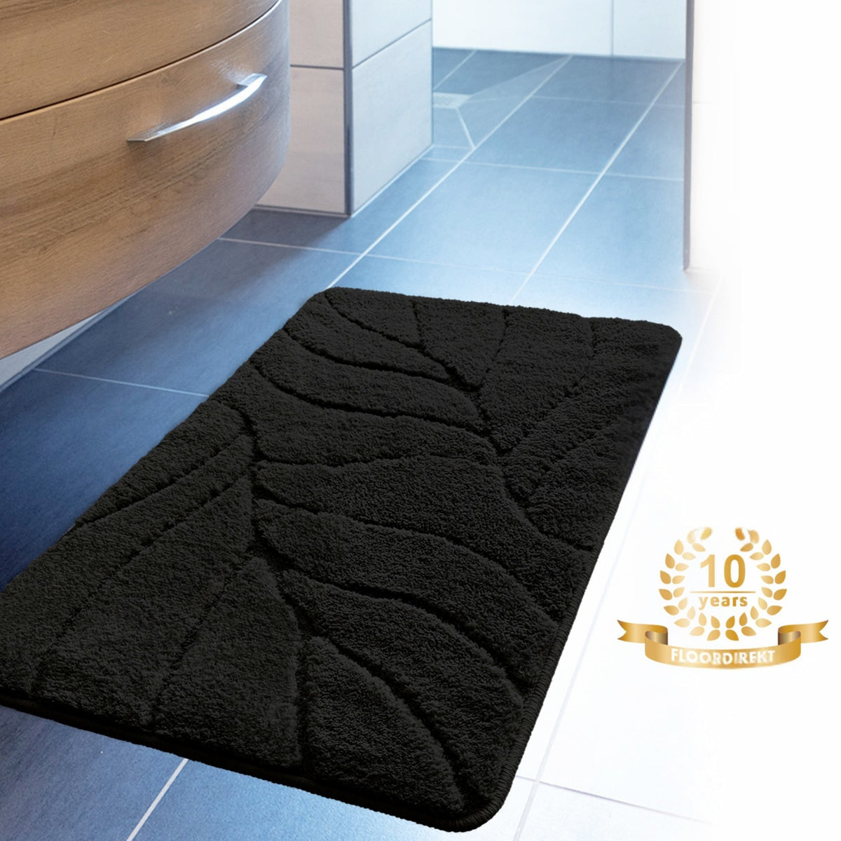 Tapis de salle de bain moelleux à nervures, rond ou rectangle