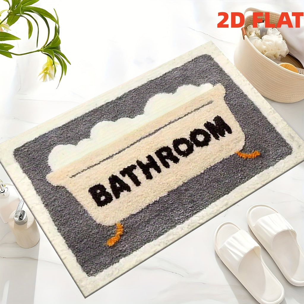 Tapis de salle de bain motif baignoire et lettrage BATHROOM