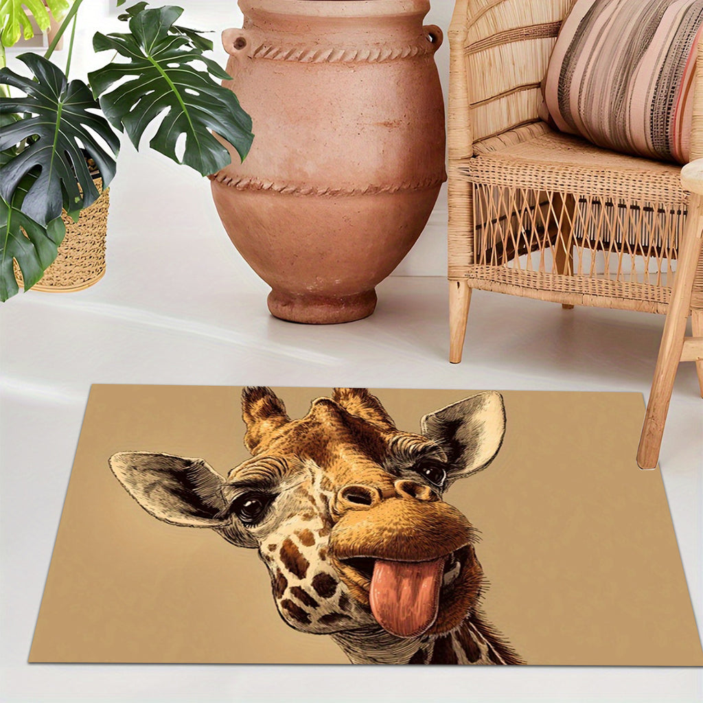 Tapis de salle de bain girafe rigolote
