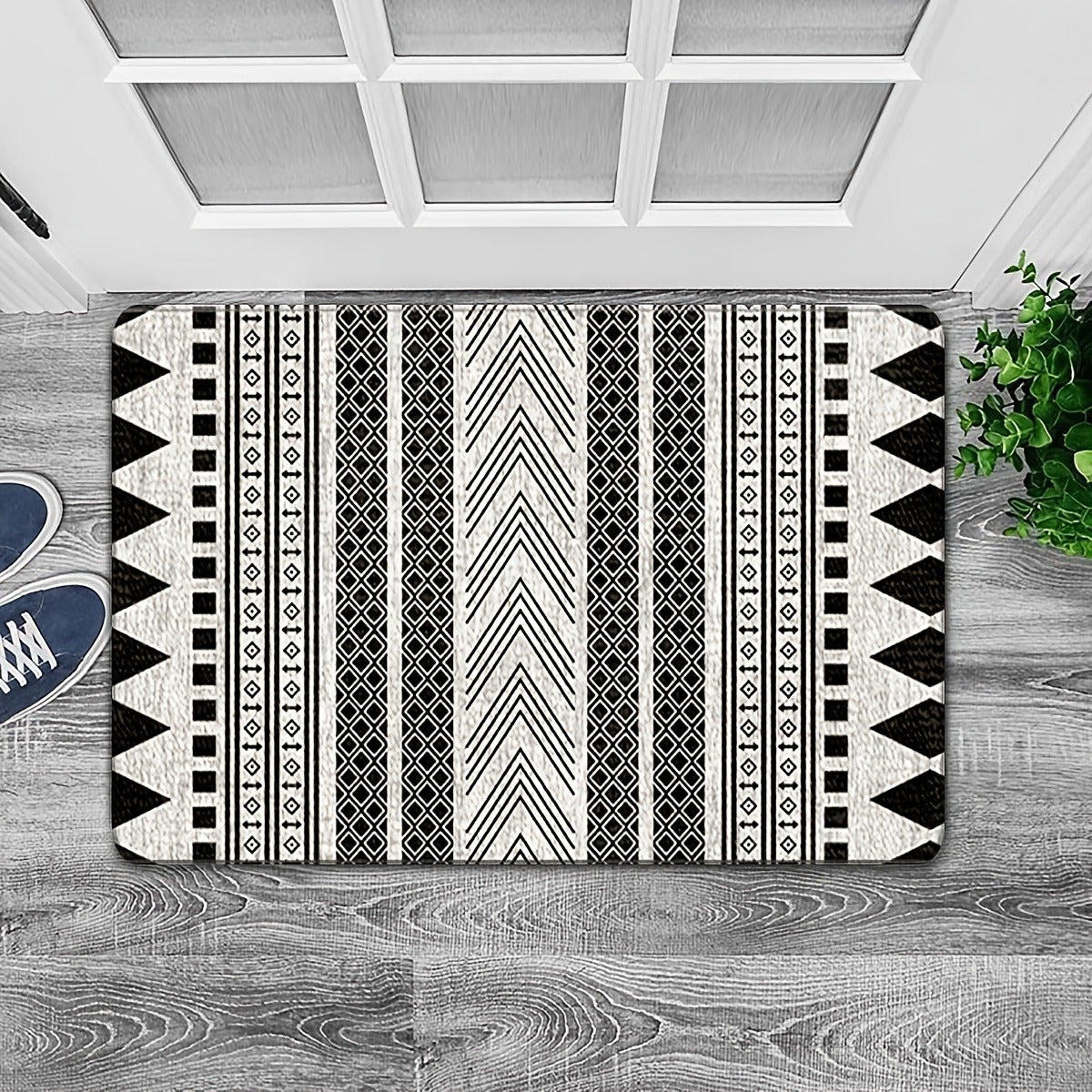 Tapis de salle de bain, motif marocain rayé