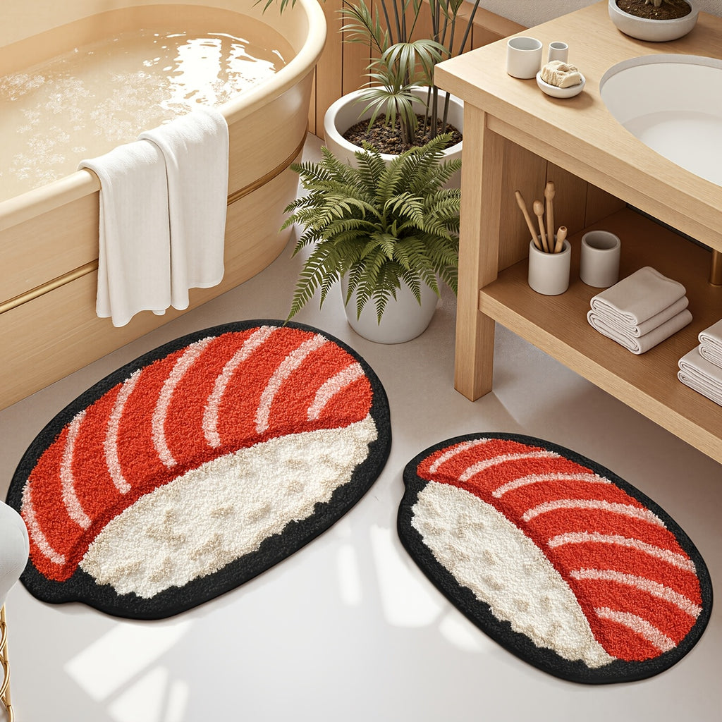 Tapis de salle de bain motif sushi au, extra épais