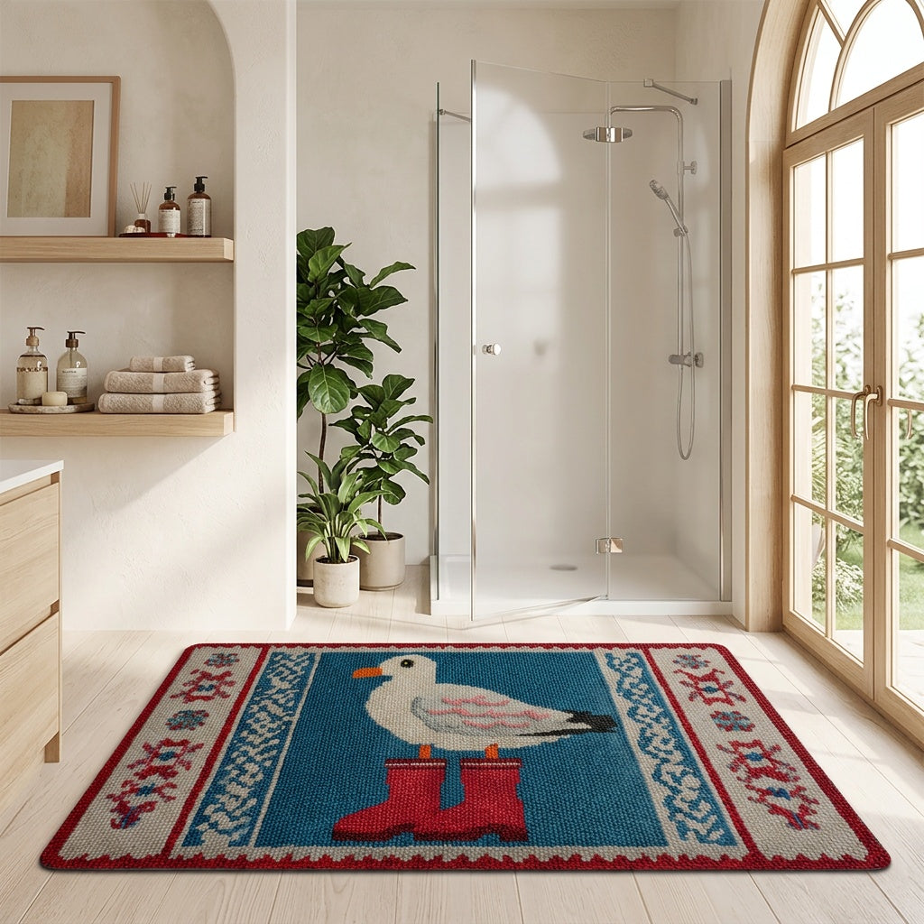 Tapis de salle de bain mouette, bordure