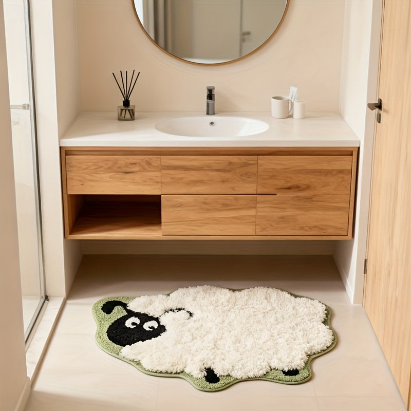 Tapis de salle de bain mouton bouclé, grand format