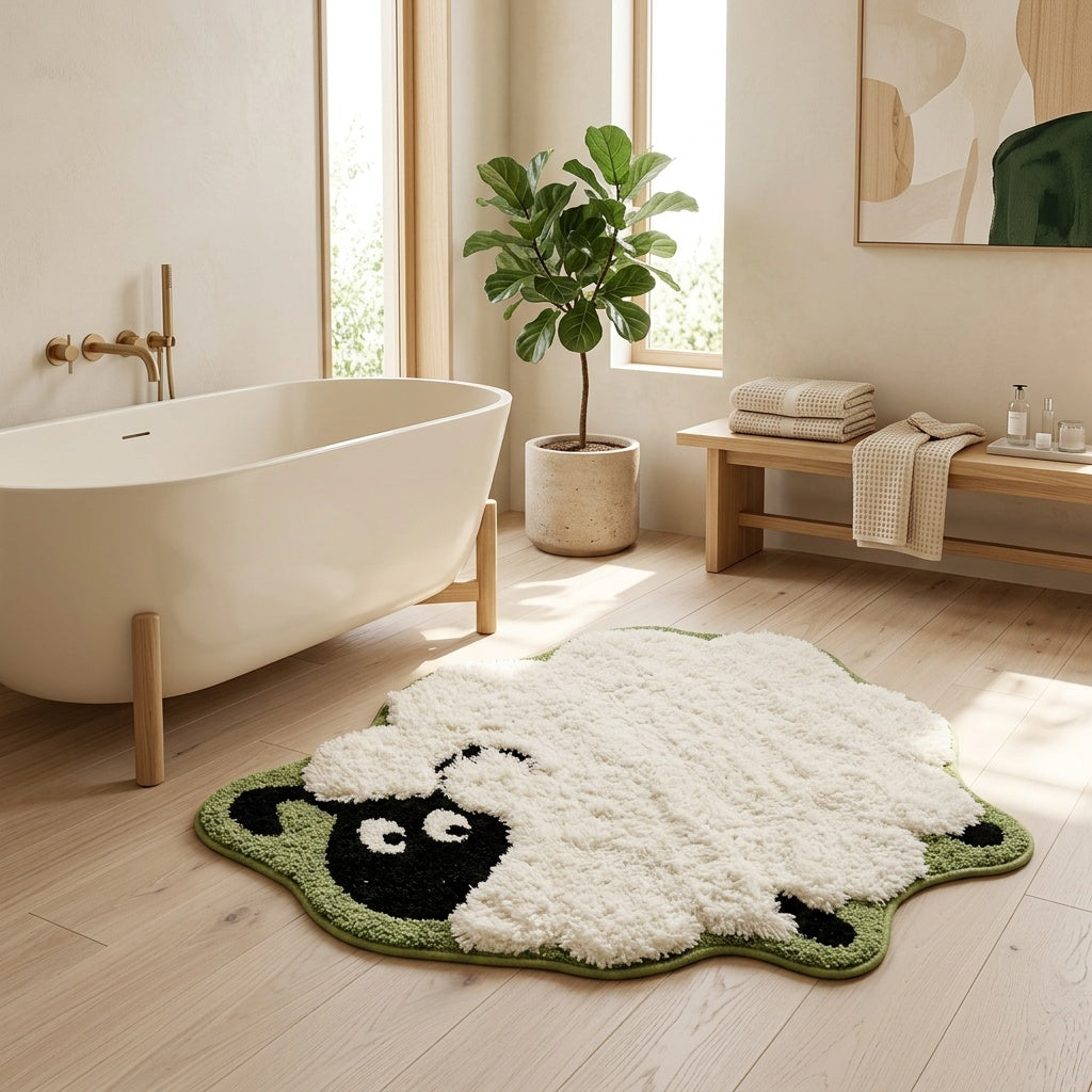 Tapis de salle de bain mouton bouclé, grand format