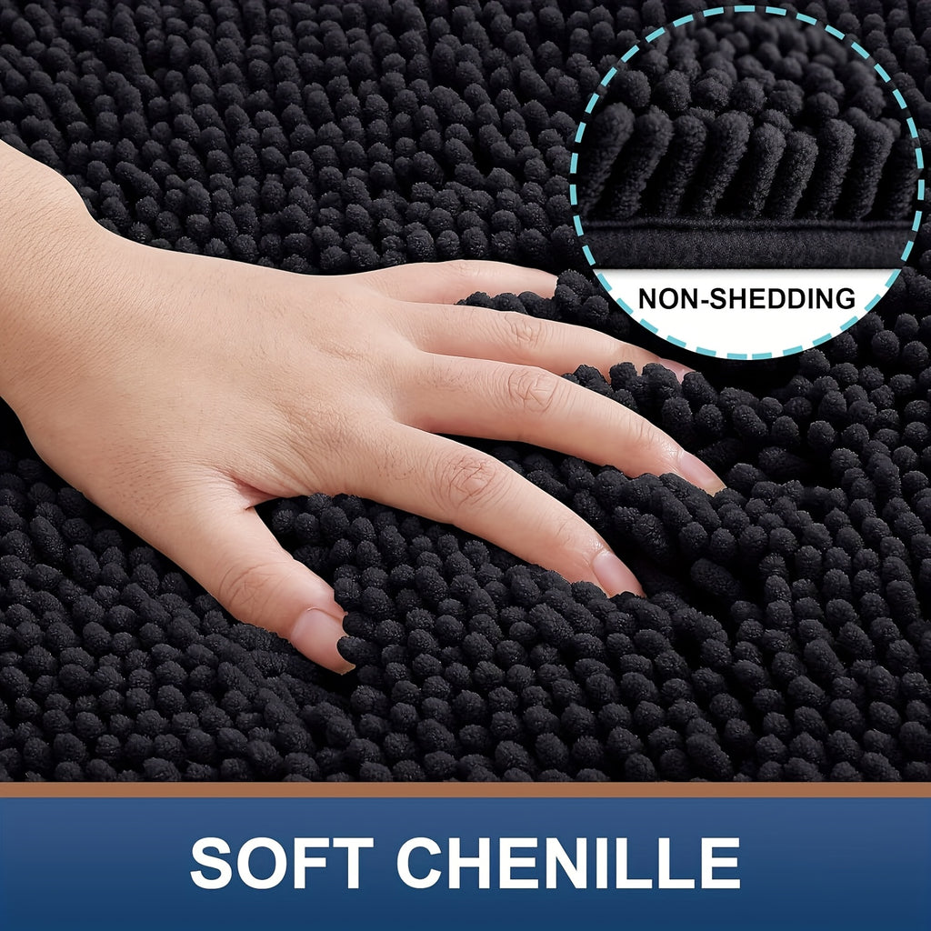 Tapis de salle de bain en chenille épaisse, mousse