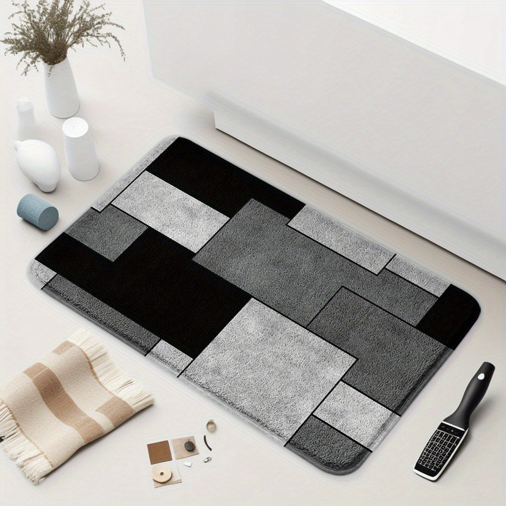 Tapis de salle de bain, blocs graphiques imprimés