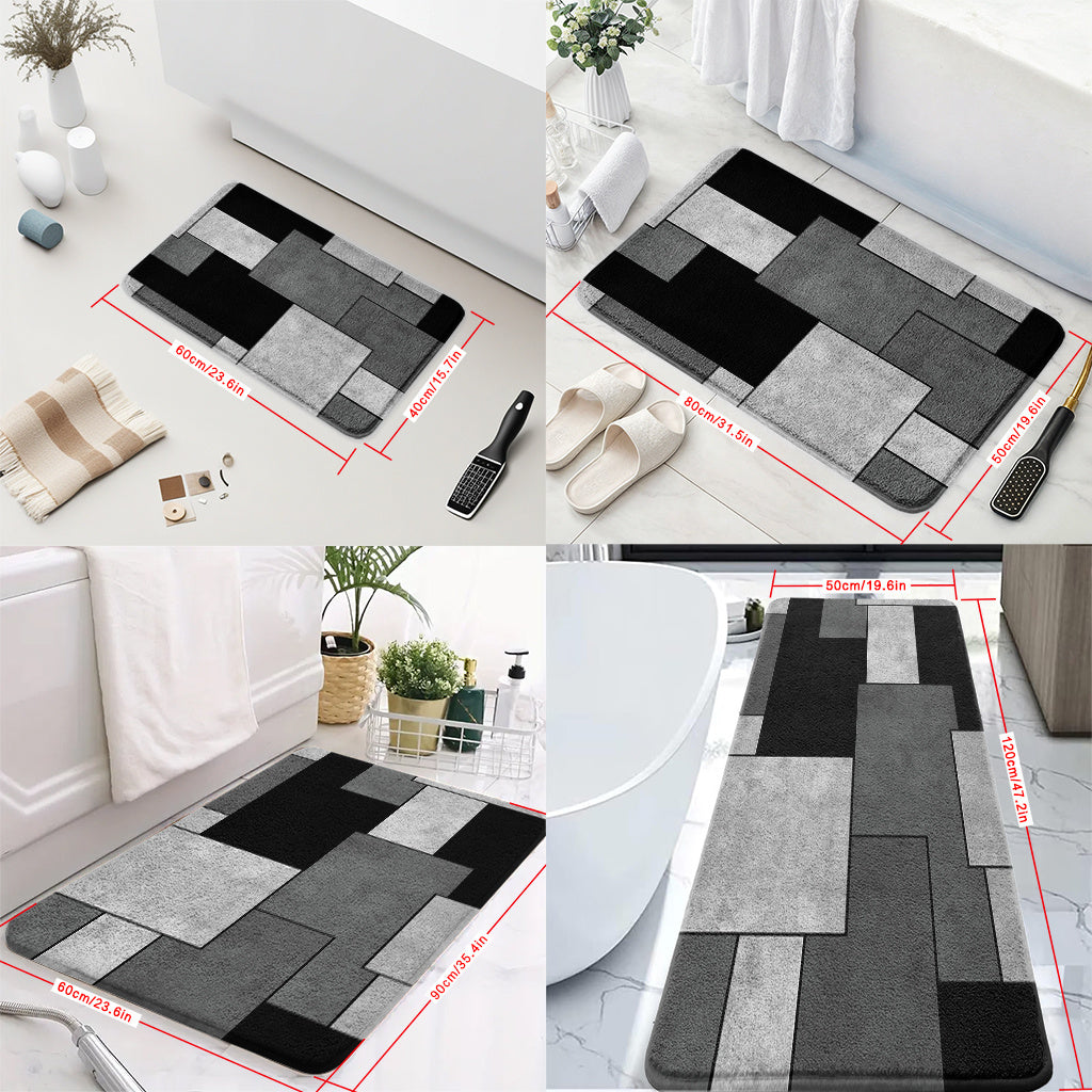 Tapis de salle de bain, blocs graphiques imprimés