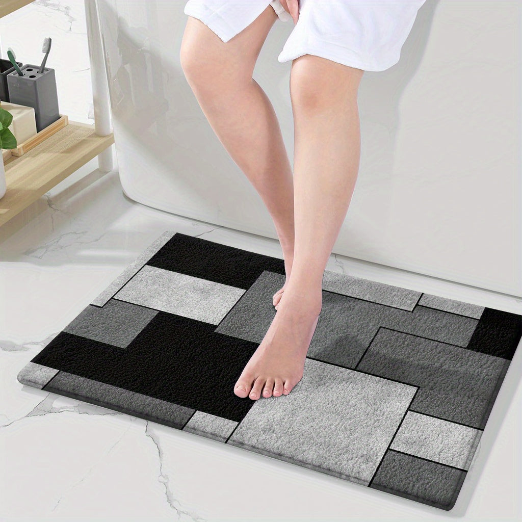 Tapis de salle de bain, blocs graphiques imprimés