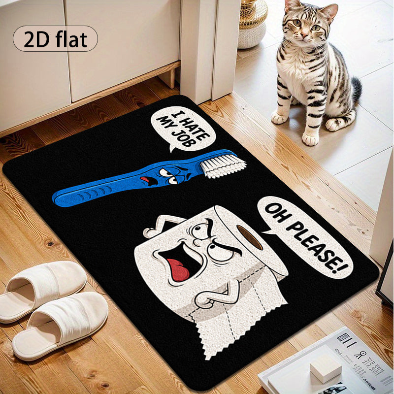 Tapis de salle de bain humoristique, brosse et papier