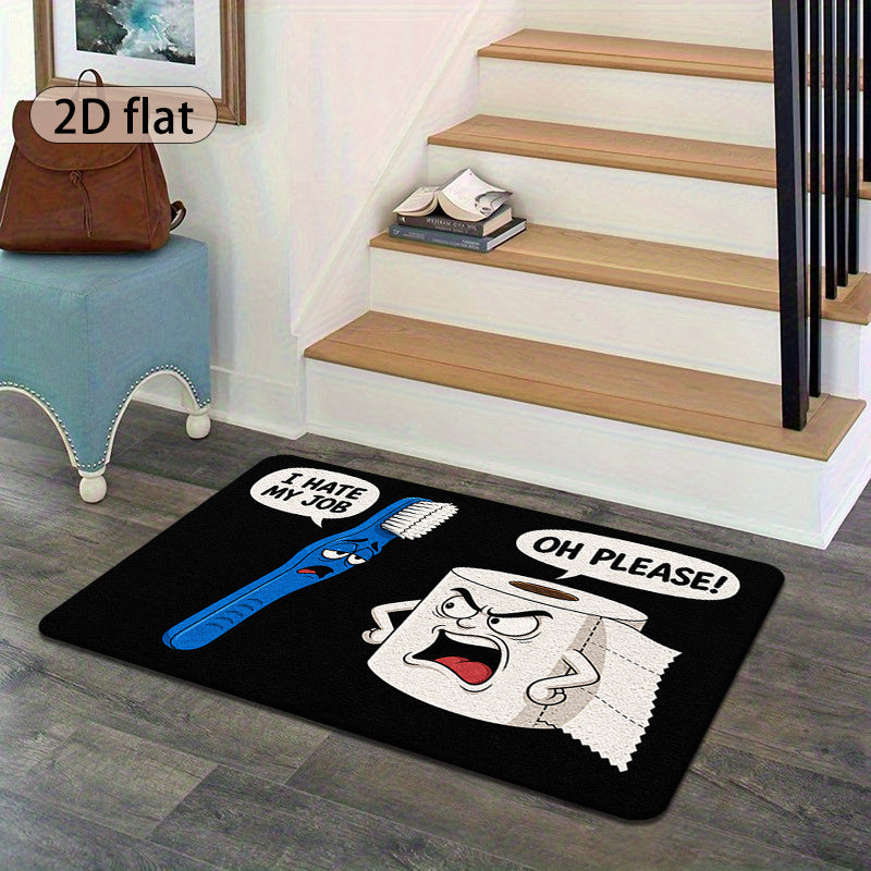 Tapis de salle de bain humoristique, brosse et papier
