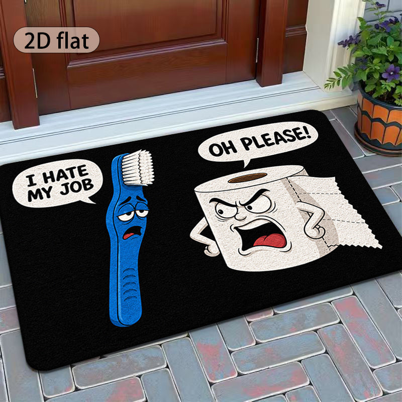 Tapis de salle de bain humoristique, brosse et papier