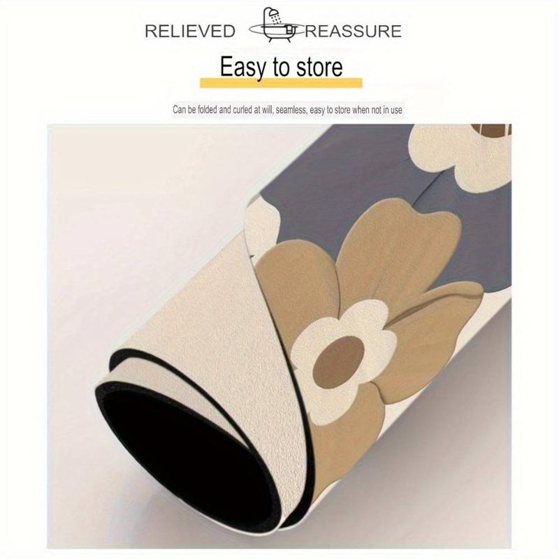 Tapis de salle de bain ovale absorbant, carreaux de ciment