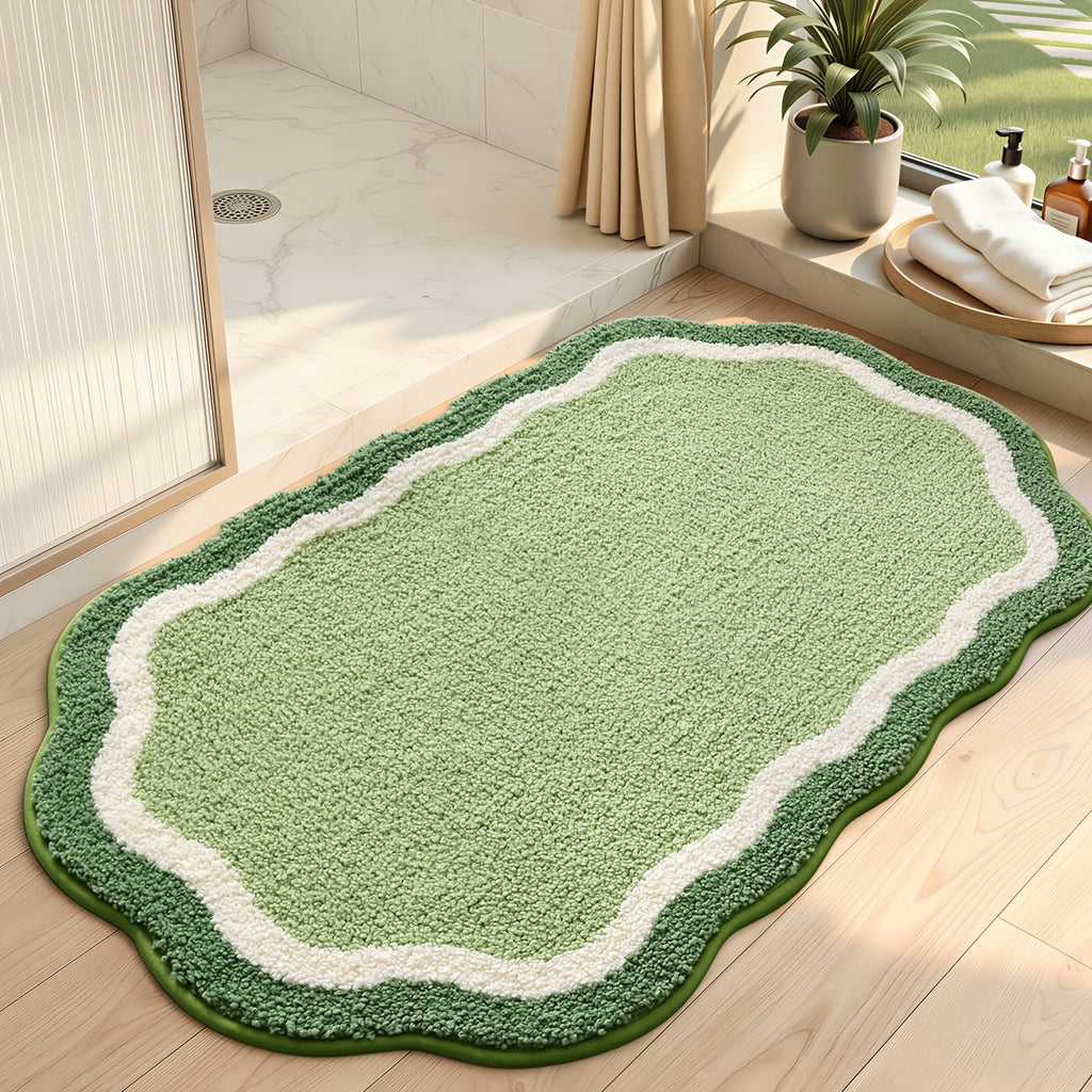 Tapis de salle de bain ovale à contour festonné