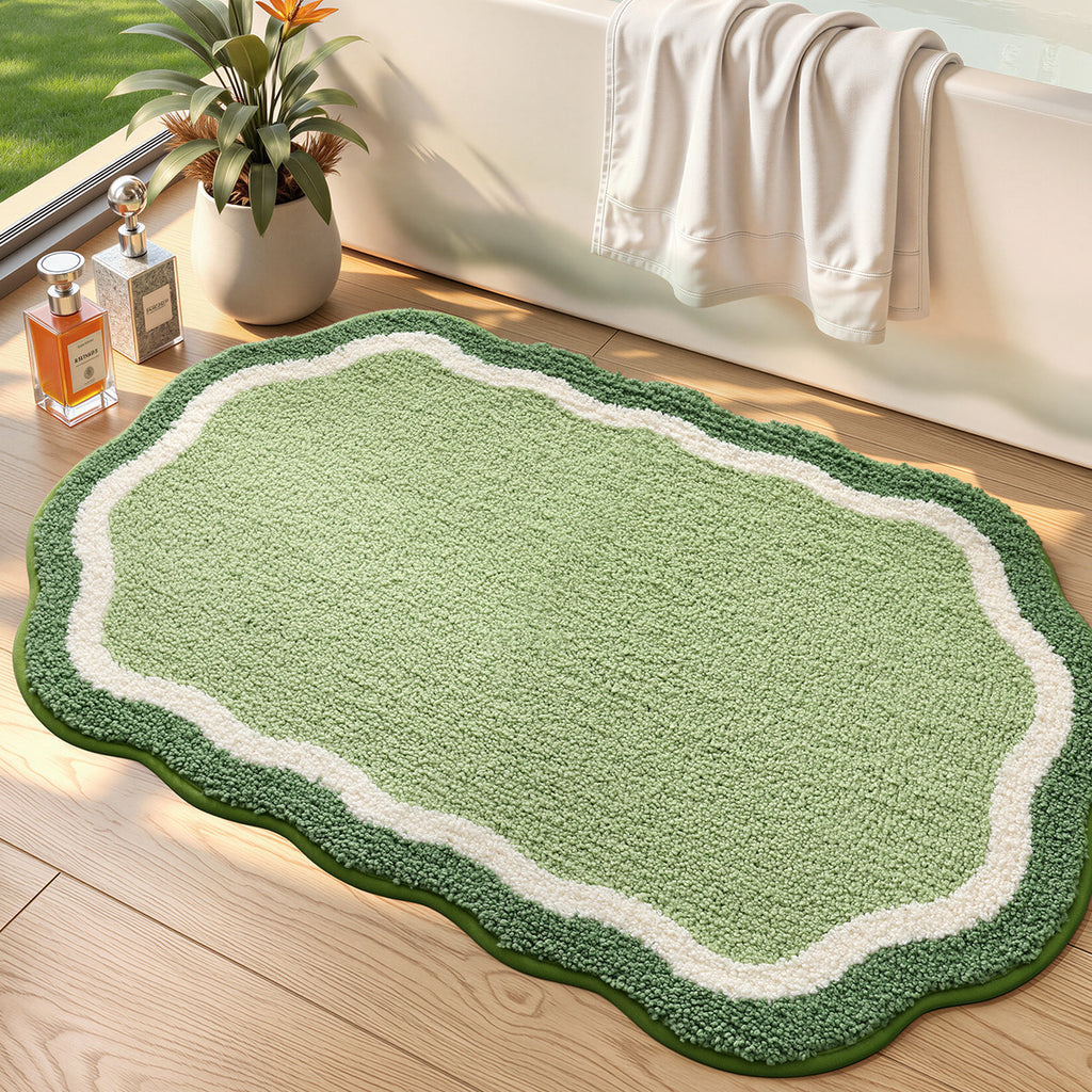 Tapis de salle de bain ovale à contour festonné