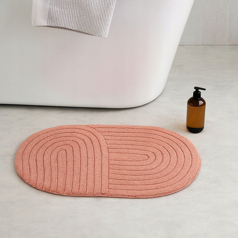 Tapis de salle de bain ovale en coton éponge