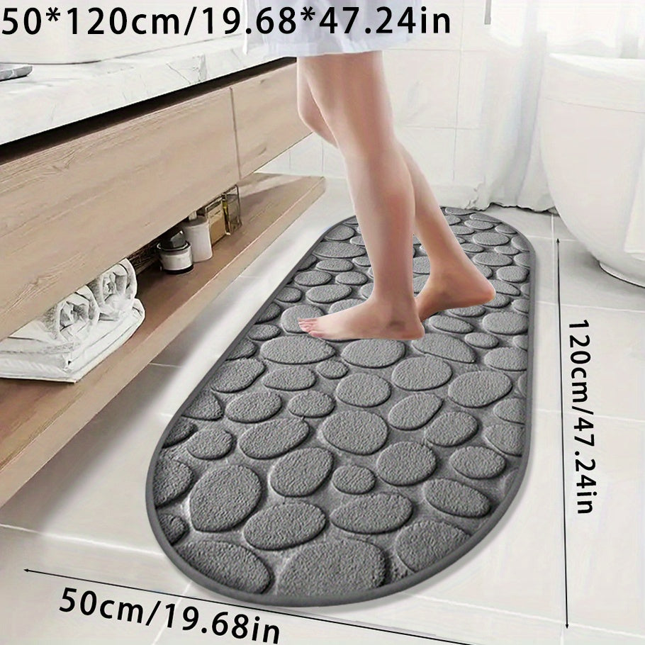 Tapis de salle de bain ovale à galets, 11 coloris au choix