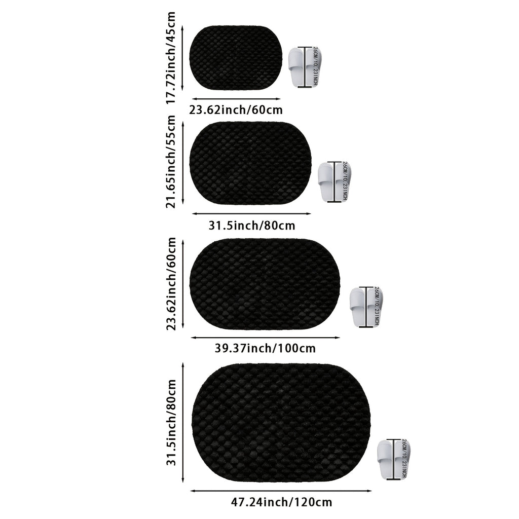 Tapis de salle de bain ovale à bulles 3D, quatre tailles