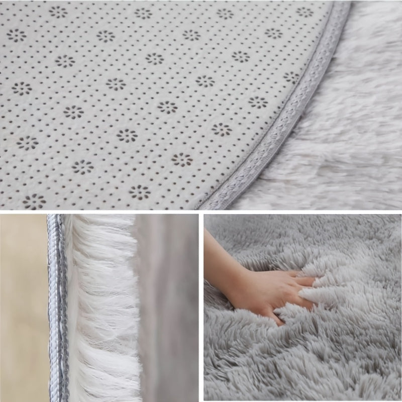 Tapis de salle de bain ovale en peluche longue