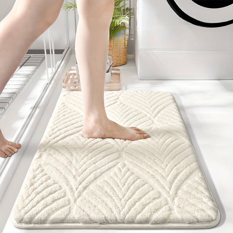 Tapis de salle de bain à palmes tressées, dos PVC ajouré