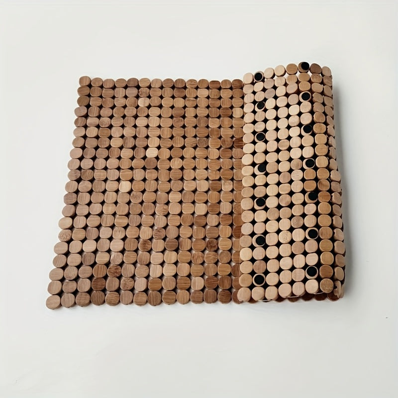 Tapis de bain à rondelles de bambou enfilées