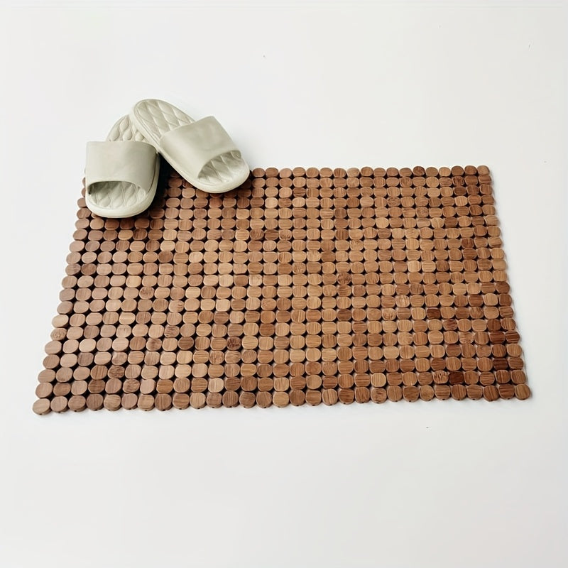 Tapis de bain à rondelles de bambou enfilées