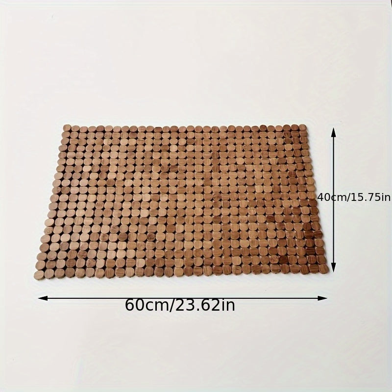 Tapis de bain à rondelles de bambou enfilées
