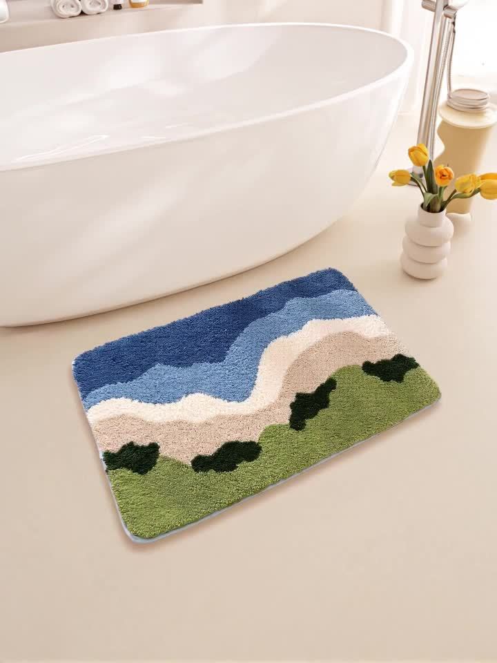 Tapis de salle de bain paysage tufté, collines