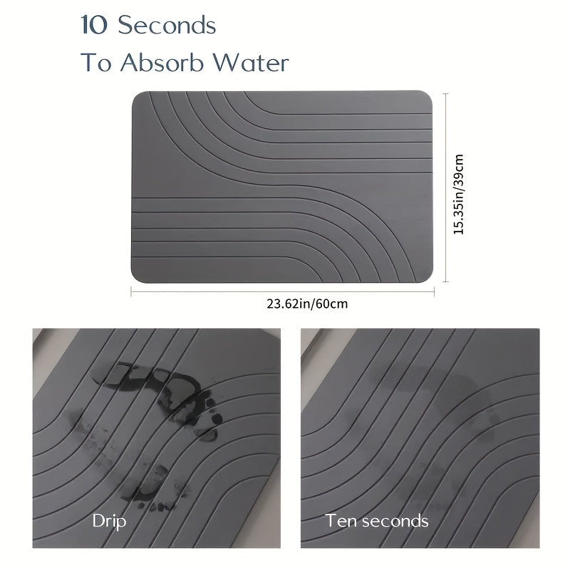 Tapis de salle de bain en pierre de diatomée, mat