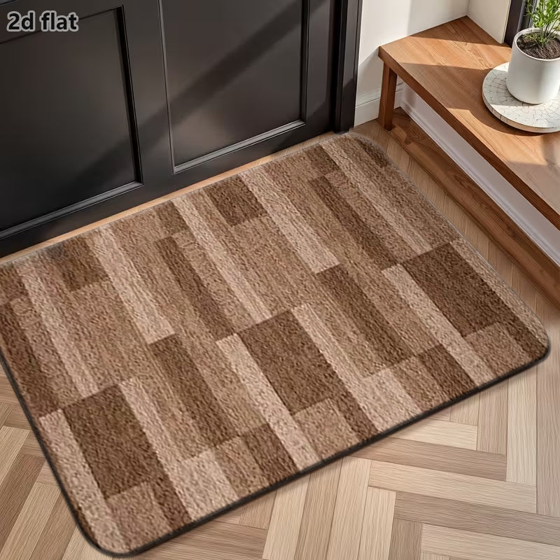 Tapis de salle de bain plat 2D, damier de briques