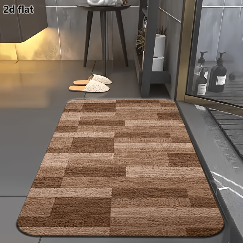 Tapis de salle de bain plat 2D, damier de briques