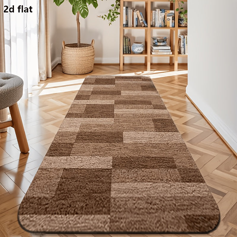 Tapis de salle de bain plat 2D, damier de briques