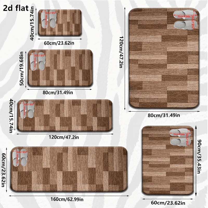 Tapis de salle de bain plat 2D, damier de briques