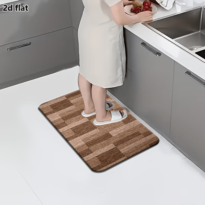 Tapis de salle de bain plat 2D, damier de briques