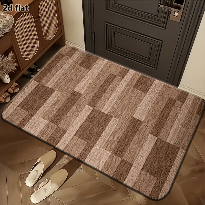 Tapis de salle de bain plat 2D, damier de briques