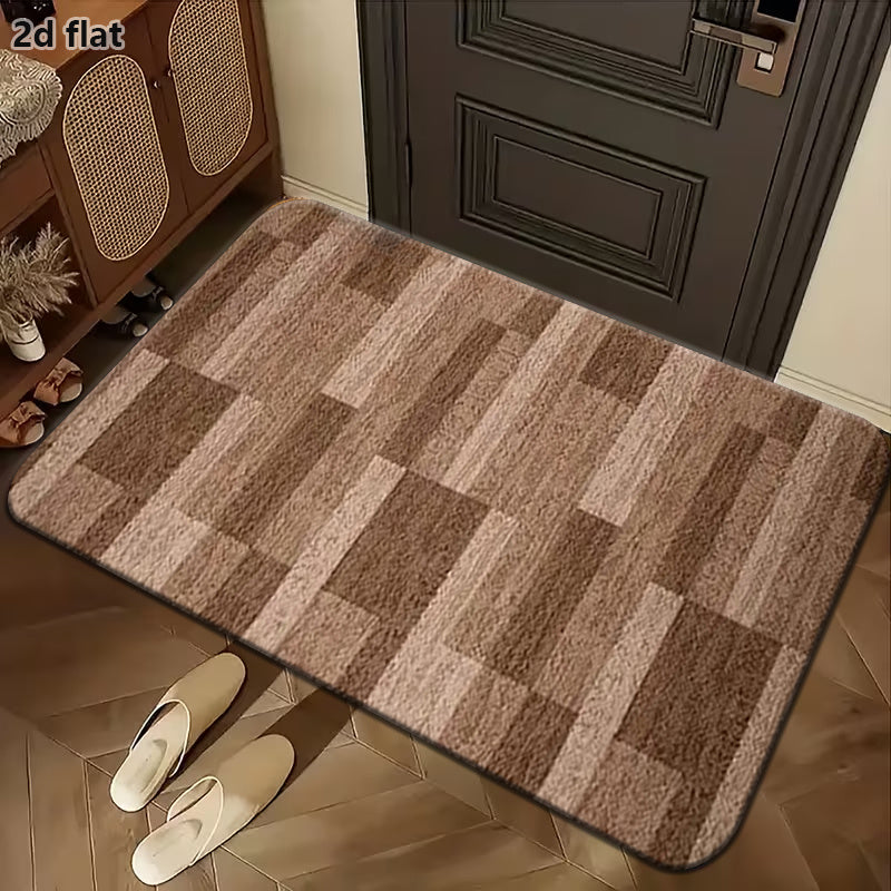 Tapis de salle de bain plat 2D, damier de briques