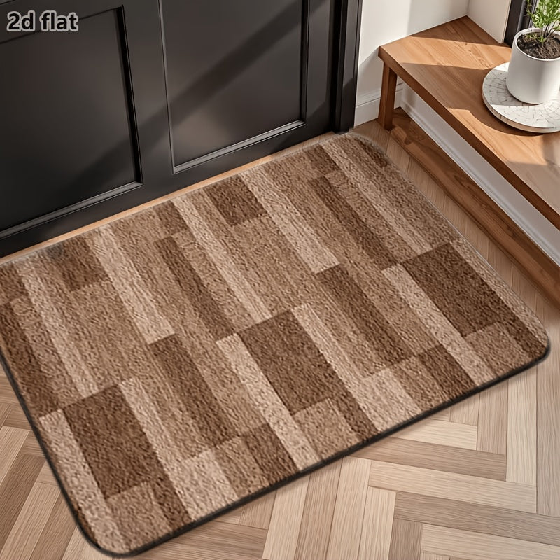 Tapis de salle de bain plat 2D, damier de briques
