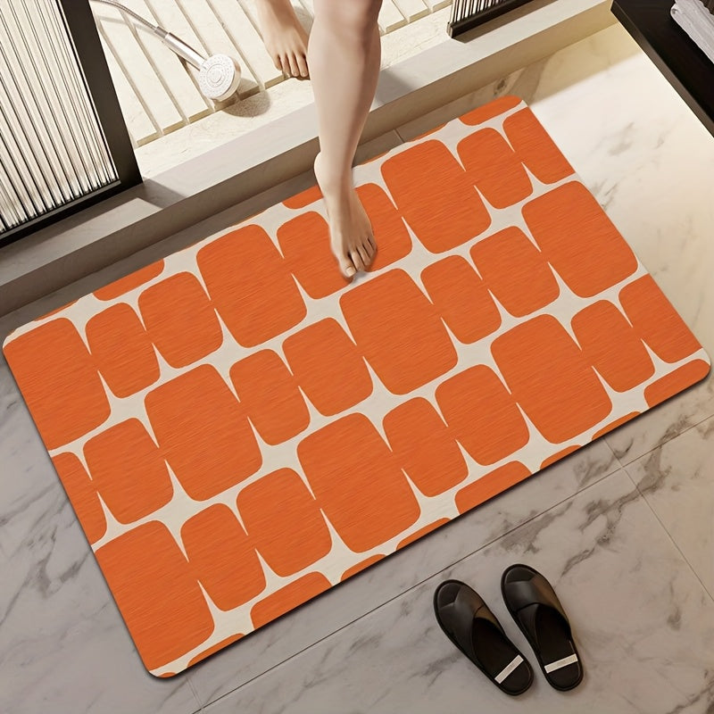Tapis de salle de bain plat, imprimé rétro