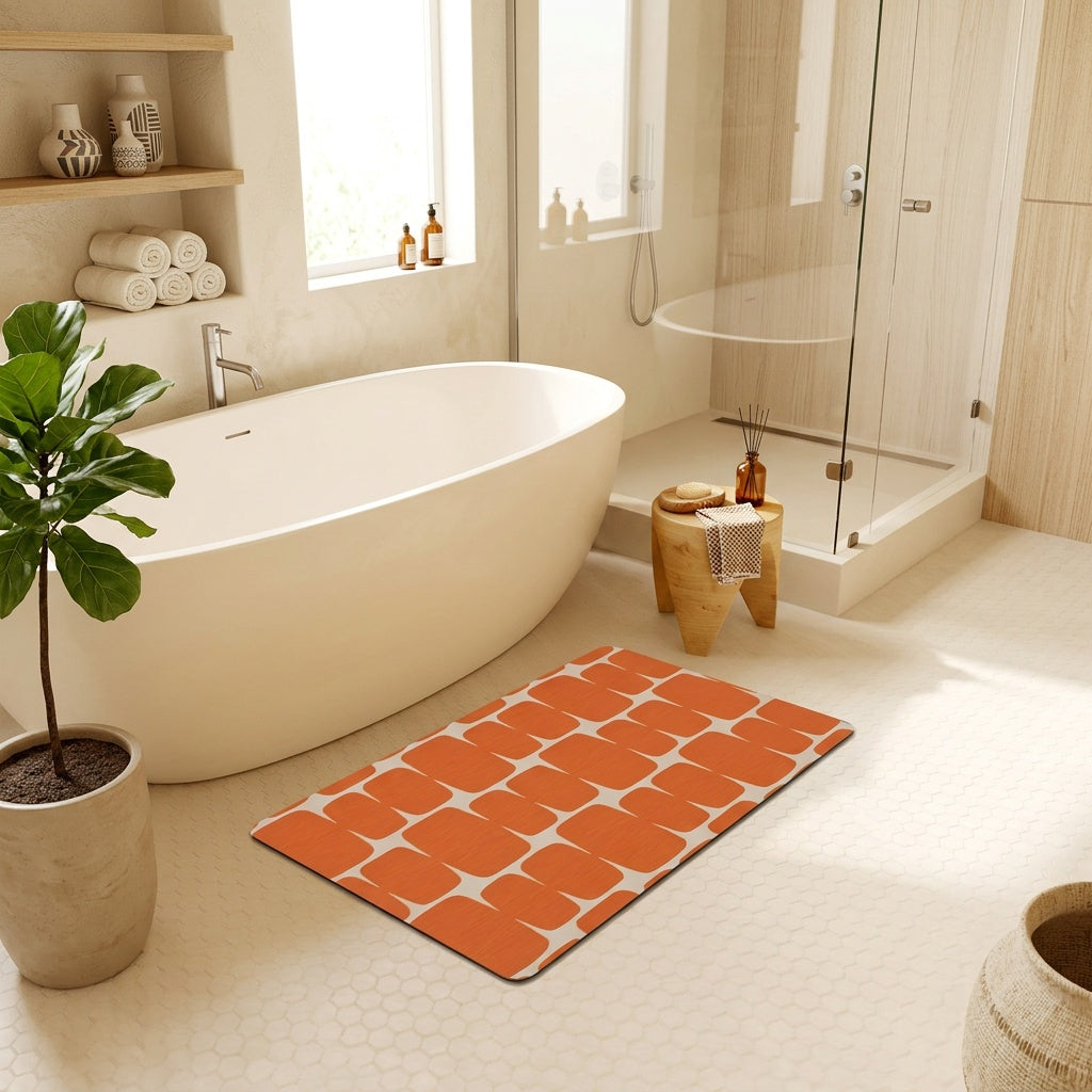 Tapis de salle de bain plat, imprimé rétro