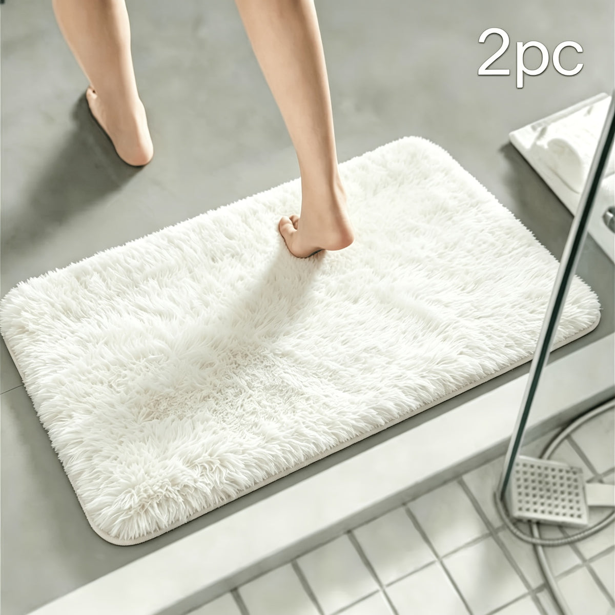 Tapis de salle de bain à poil long vendu par deux