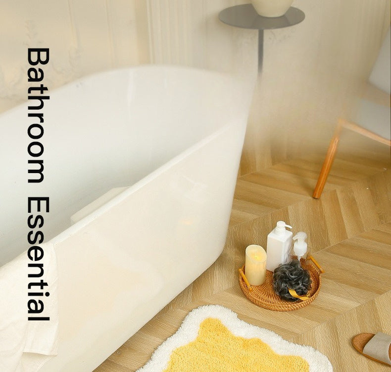 Tapis de salle de bain polaire à bord ondulé, 3 couleurs