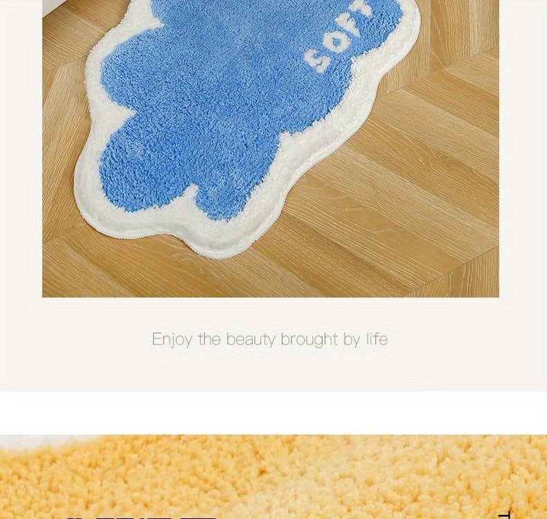 Tapis de salle de bain polaire à bord ondulé, 3 couleurs
