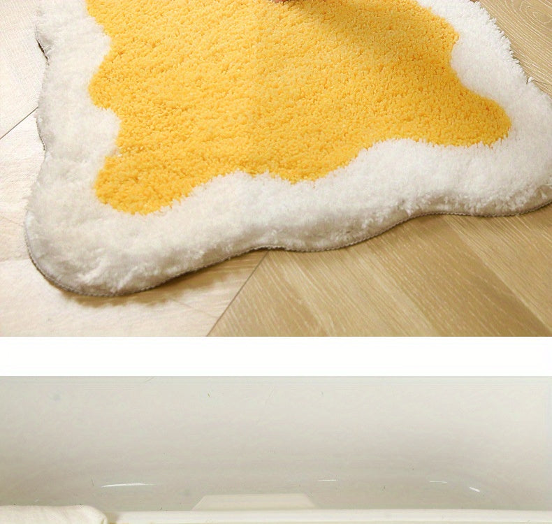 Tapis de salle de bain polaire à bord ondulé, 3 couleurs