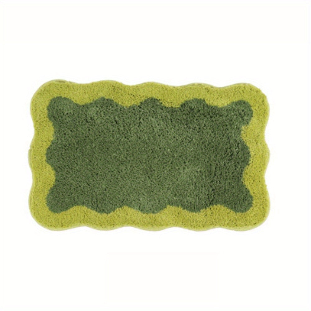 Tapis de salle de bain polaire à bord ondulé, 3 couleurs